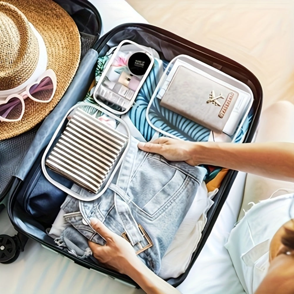 Six-Piece Clear Hard-Shell Organizer Set with Two Small, Two Medium and Two Large Zippered Cases — image 6