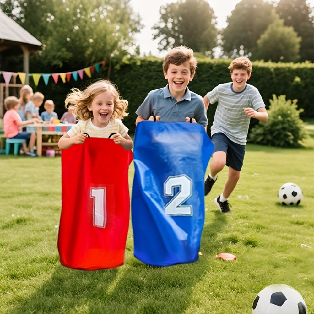 Four Numbered Sack Race Bags in Red, Blue, Yellow and Green with 65 x 46cm Pictured Size for Lawns — image 4