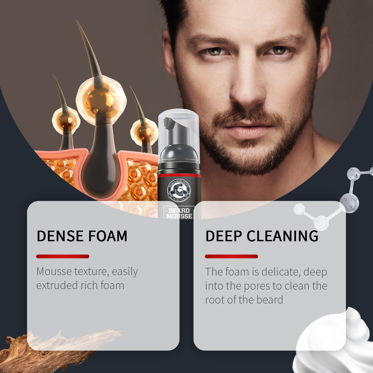 Facial Hair Cleansing Mousse Moisturizes And Moisturizes Men's Facial Hair Care Beard