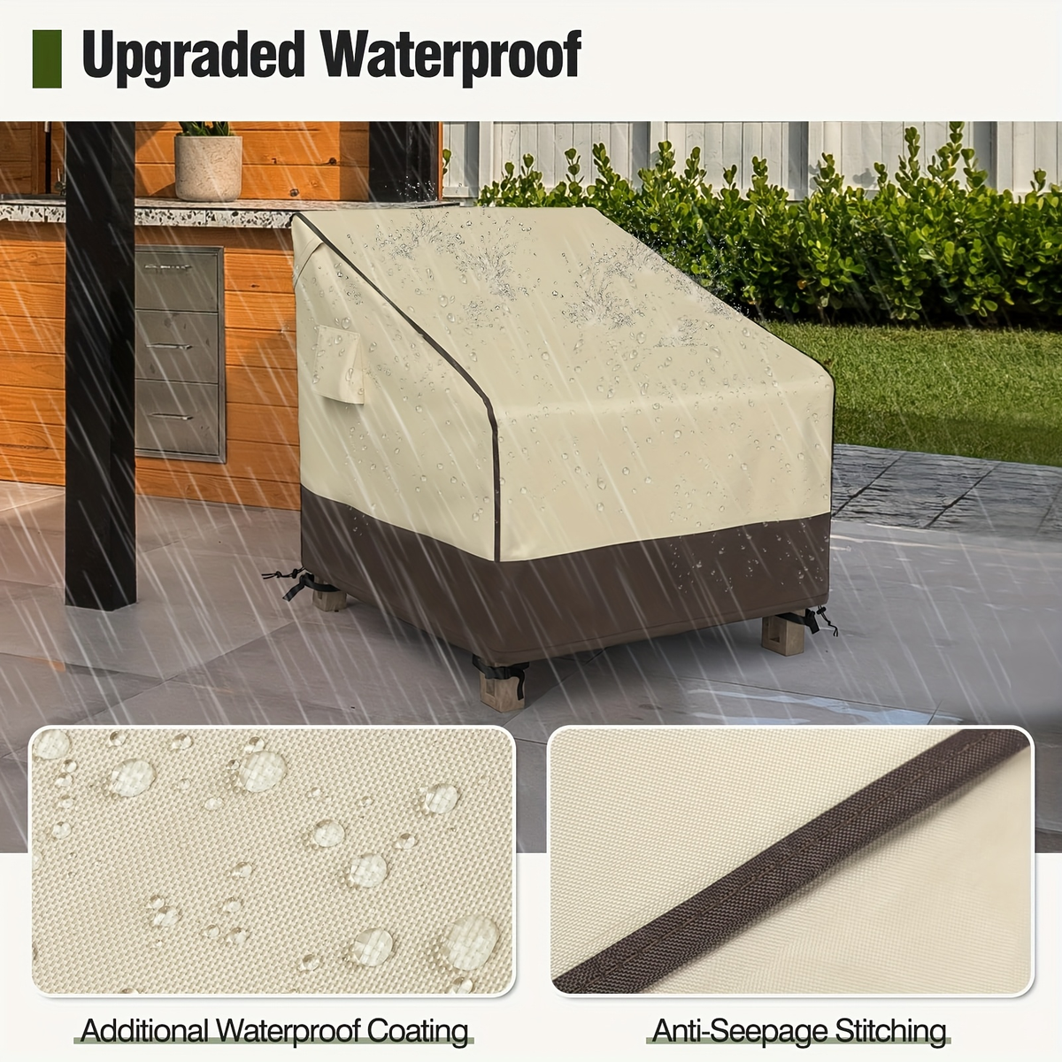 Two-Pack Patio Chair Covers in Beige and Brown with 32- or 35-Inch Width and 36-Inch Height — image 8
