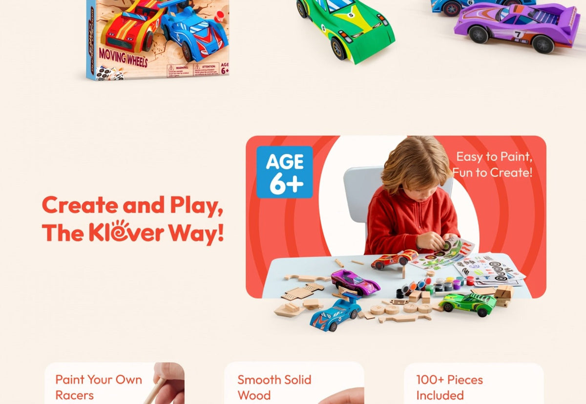 DIY Wooden Race Cars 4pcs Build & Paint Kit for Kids Ages 8+, 44 Pre-Cut Pieces 12 Colors Racing Stickers — image 11