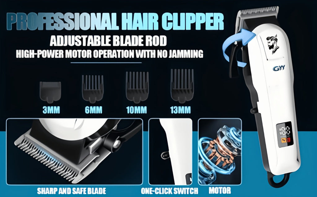 Hair Clipper Kit with Scissors for Home & Salon – Professional Stainless Steel Blade, Digital Display, USB Rechargeable Hair 