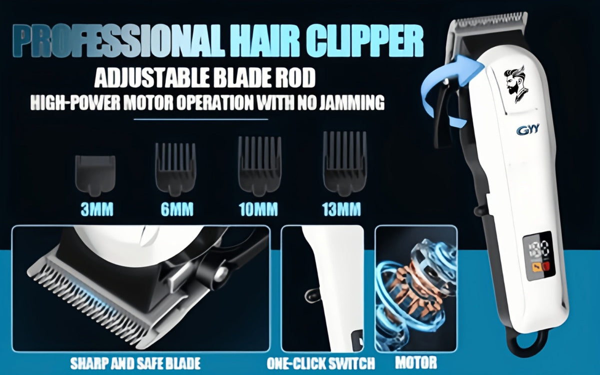 Hair Clipper Kit with Scissors for Home & Salon – Professional Stainless Steel Blade, Digital Display, USB Rechargeable Hair 