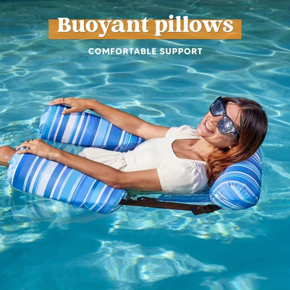 Pool Float Lounge Chair Two-Pack with Adjustable Head Support, Fabric-Covered Sling and Carry Case — image 5