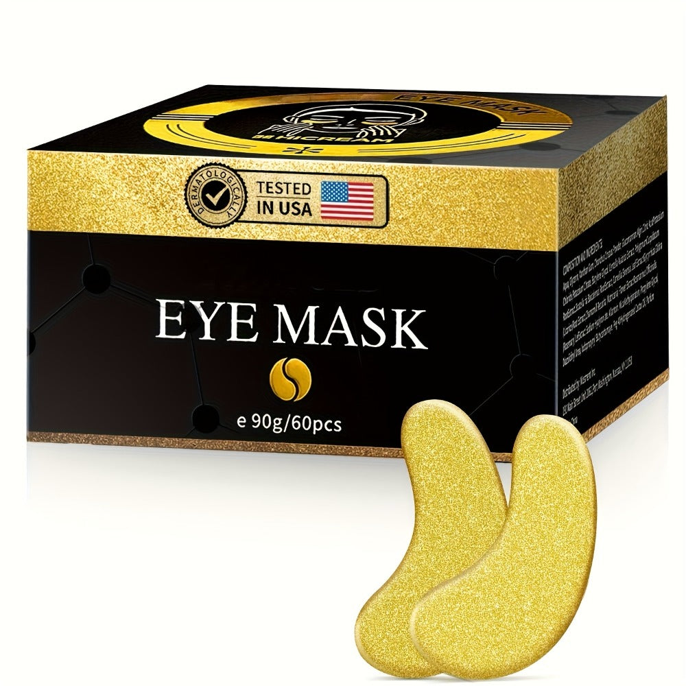 60-Piece Gold-Tone Under-Eye Patch Box with Individual Packs and Collagen and Hyaluronic Acid Wording — image 1
