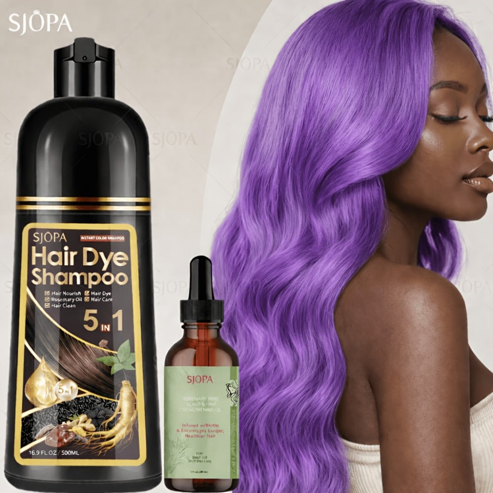 Gray Coverage Hair Dye Shampoo Kit 3-in-1 with Rosemary Hair Oil - Quick Color, Gentle & Natural Formula for Men & Women — im