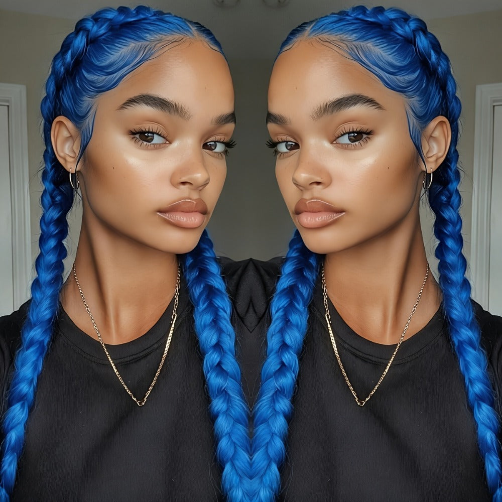 Lace Front Wig Braided Synthetic Style, 26-Inch 13x4 Front with Five Color Options and 250% Density — image 3