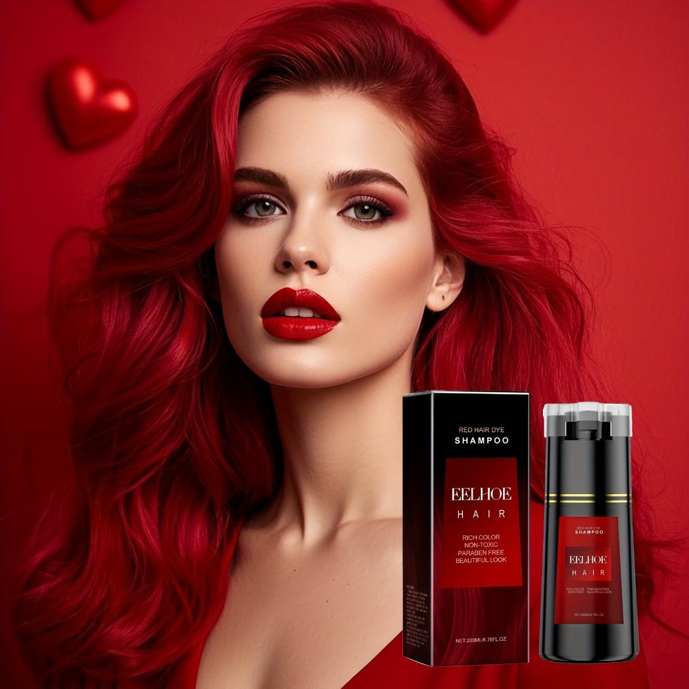 Hair Dye Shampoo, EELHOE Red Two-Pack with Two 200ml Pump Bottles for At-Home Color Application — image 4