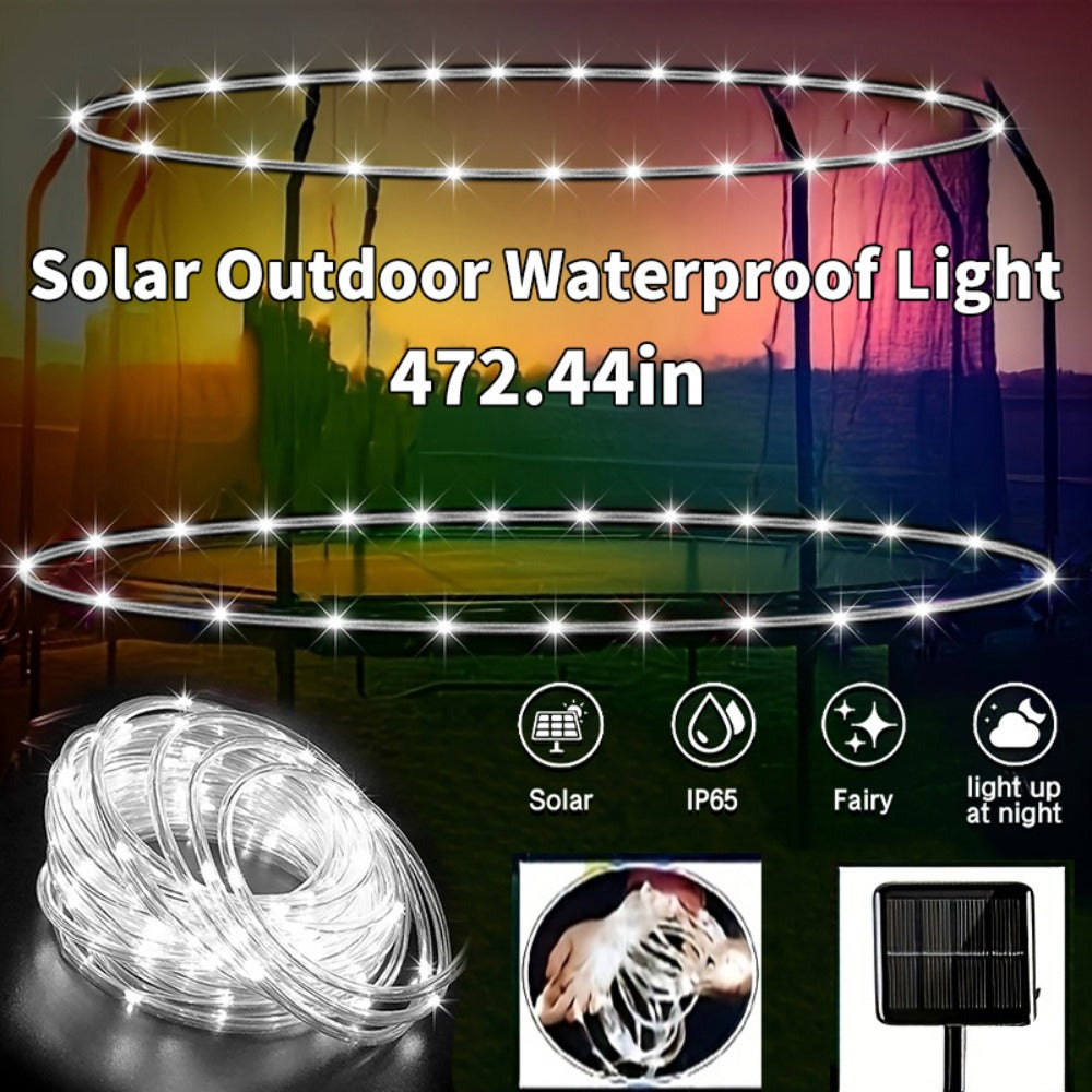 Solar Powered LED Trampoline Lights Colorful Rope Lights for 8-16 Ft Trampolines 8 Dynamic Modes IP65 Waterproof Outdoor Back