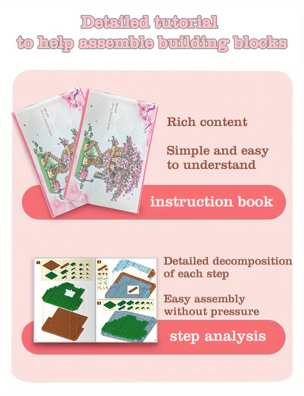 Building Block Set Cherry Blossom Tree House, 1020 or 2028 Micro Pieces with Pink Canopy and Base Display — image 20