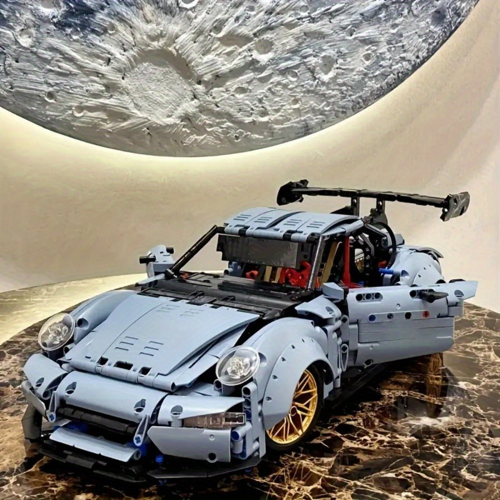 2100PCS Lowrider Sports Car Building Blocks Set for Adults – Misty Blue Model Kit Desktop Ornament & Room Decor, Cool Gift fo