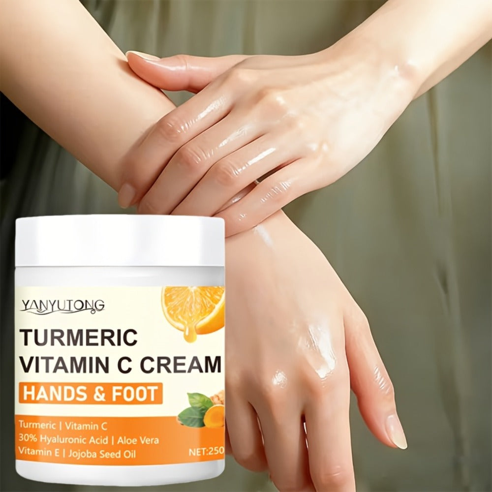 250g Turmeric and Vitamin C Hands-and-Feet Cream Jar with Hyaluronic Acid and Aloe Labeling — image 3