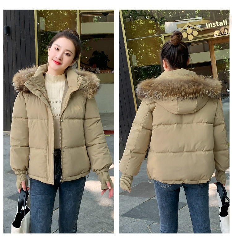 Loose Hooded Gloves Thickened Thermal Quilted Jacket Coat For Women