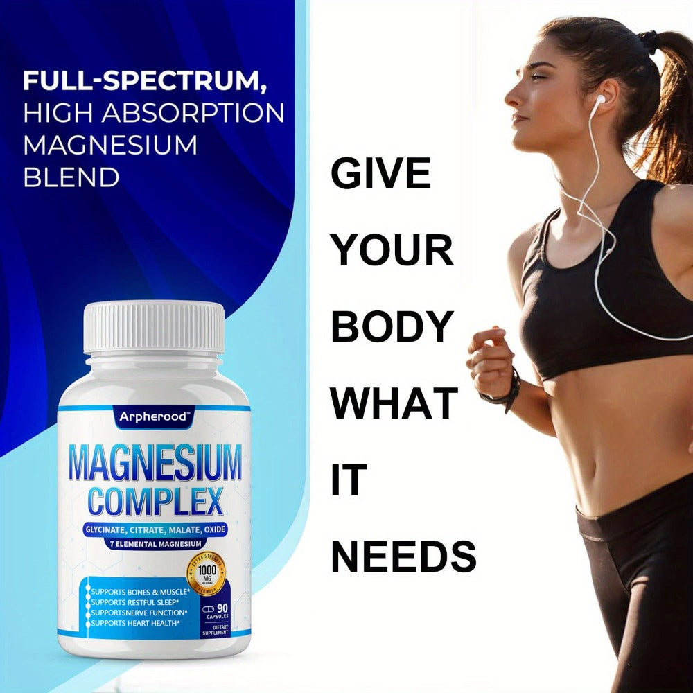Dietary Supplement Magnesium 7-in-1 Complex with Glycinate, Malate and Taurate, 1000mg per Serving — image 2
