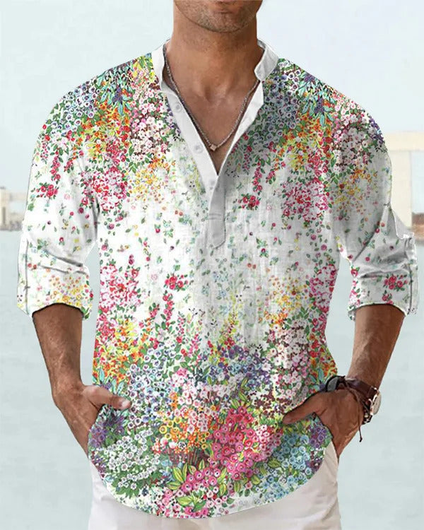 3D Digital Printing Polo Long Sleeve Shirt Men