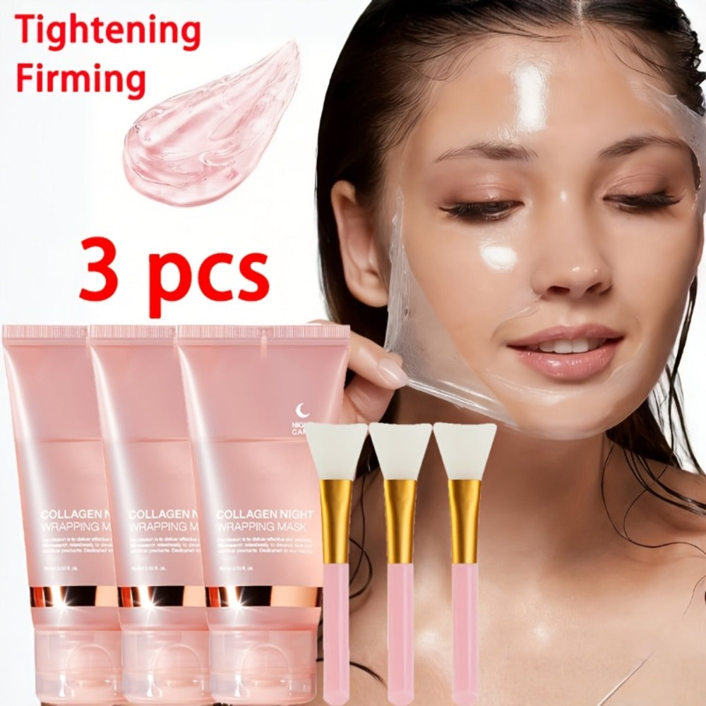 Collagen Overnight Sleeping Mask 3pcs 75g - Niacinamide Hyaluronic Acid Intensive Lifting Sleep Off Face Mask for Women — ima
