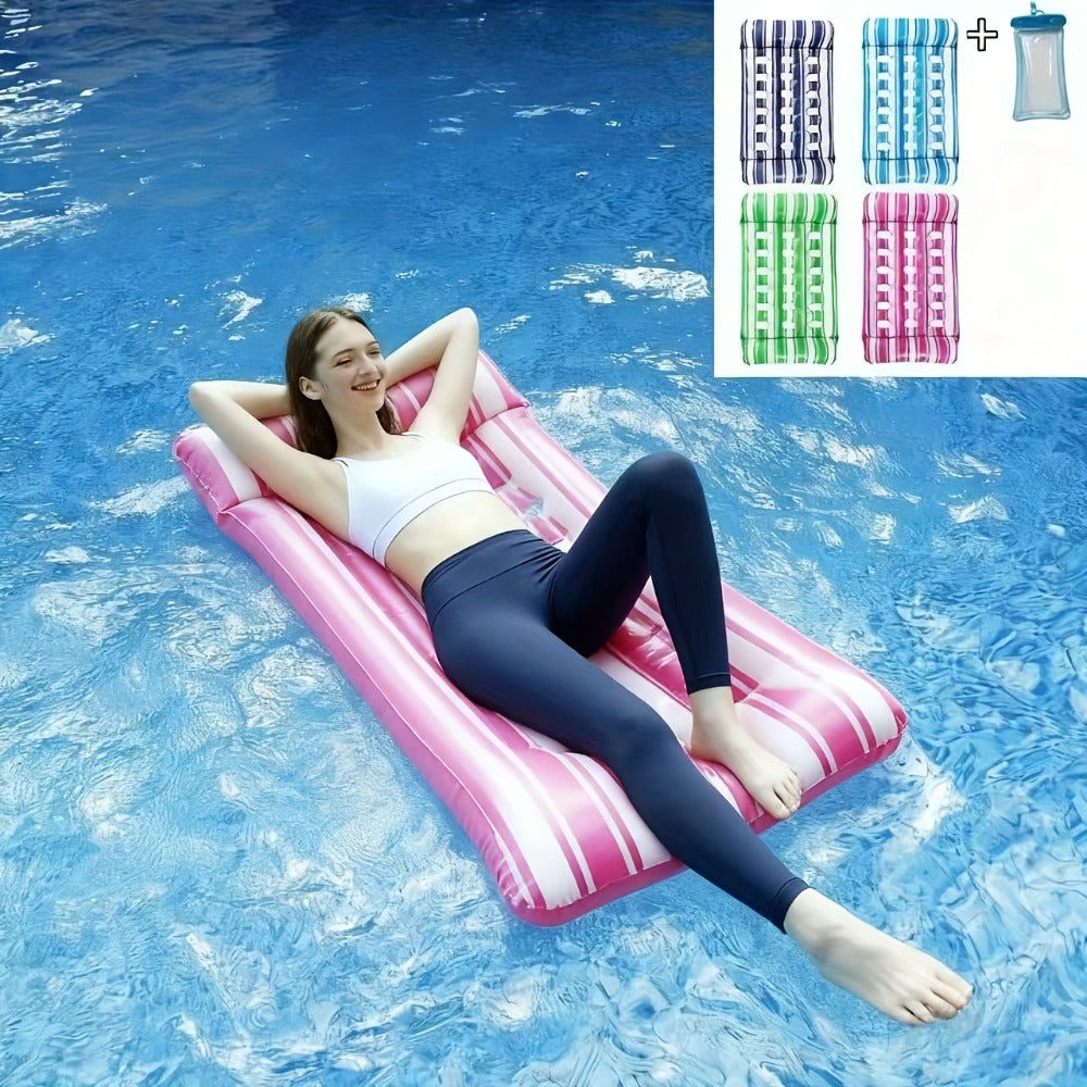 Pool Float Striped Tanning Mat with Built-In Headrest, 51.18 x 27.56 Inches and Three Color Selections — image 2