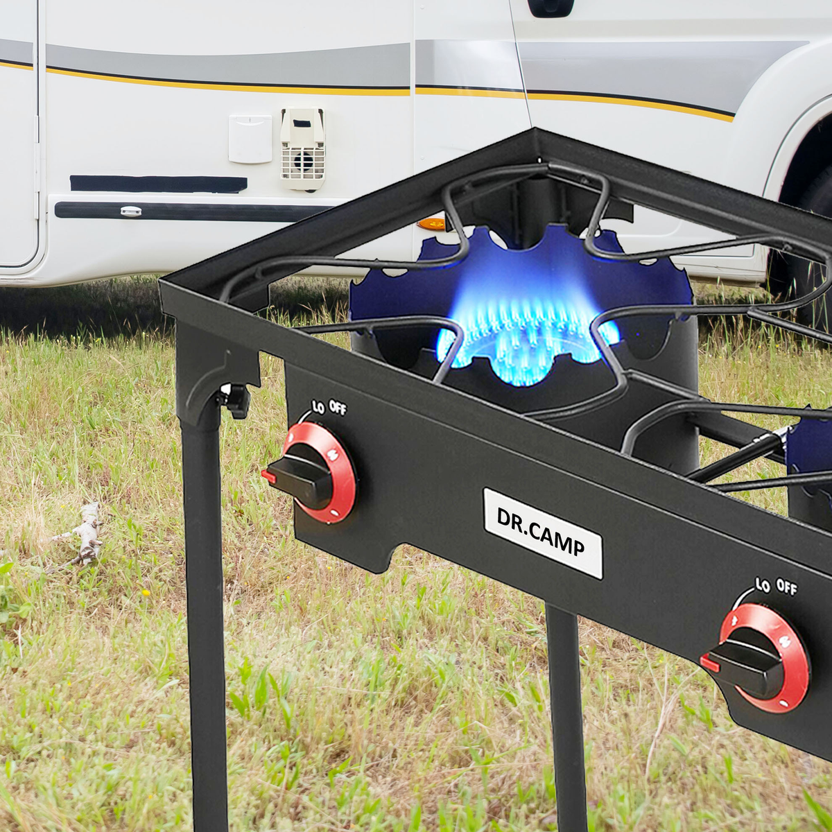 Propane Camping Stove Cast Iron 1, 2 or 3 Burner with Detachable Legs, 20 PSI High-Pressure Regulator — image 11