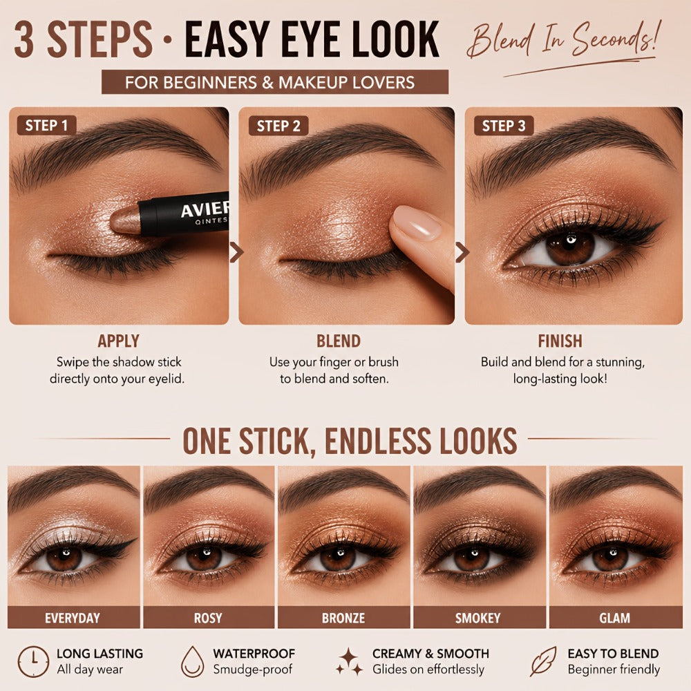 Waterproof Eyeshadow Stick Set 8 Piece, Shimmer, Pearlescent & Matte Eye Shadow Pencils, Creamy Blendable Formula — image 4
