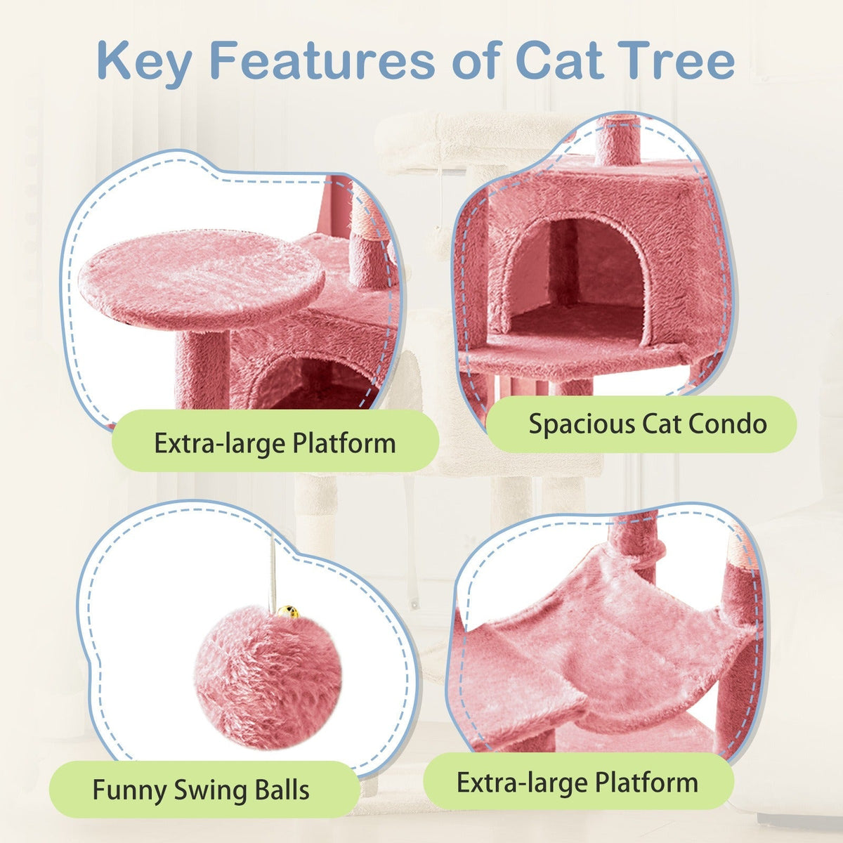 Multi-Level 44in Cat Tower with Enclosed Condo, Hammock, Round Platforms and Sisal-Wrapped Posts — image 2