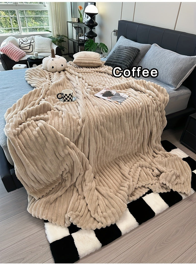 Fleece Blanket Double-Sided 3D Faux Rabbit Fur Throw – Ultra-Soft Thick 300-350g/m² for Home, Office, Travel & Camping — imag