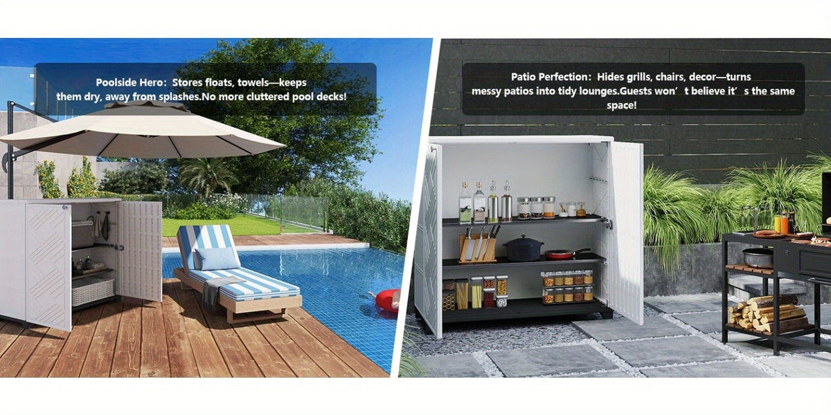 Outdoor Storage Cabinet with Doors & Metal Shelves, for Garden, Patio and Yard Use, with the Listed Configuration — image 18