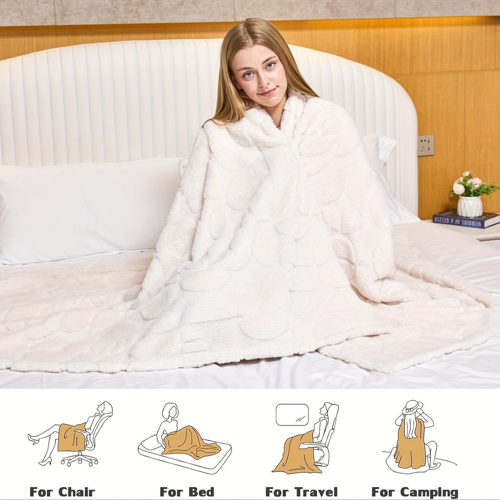 Raised Geometric Throw Blanket in White, Blue or Grey with 40 x 60, 60 x 80 and 80 x 90-Inch Size Options — image 22
