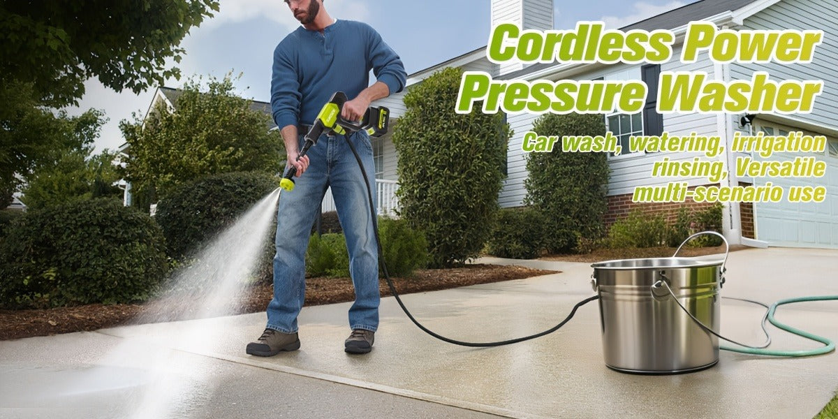 Cordless Pressure Washer Battery Powered Portable Car Wash Gun High Pressure Cleaner for Cars Yards for Garden, Patio and Yar