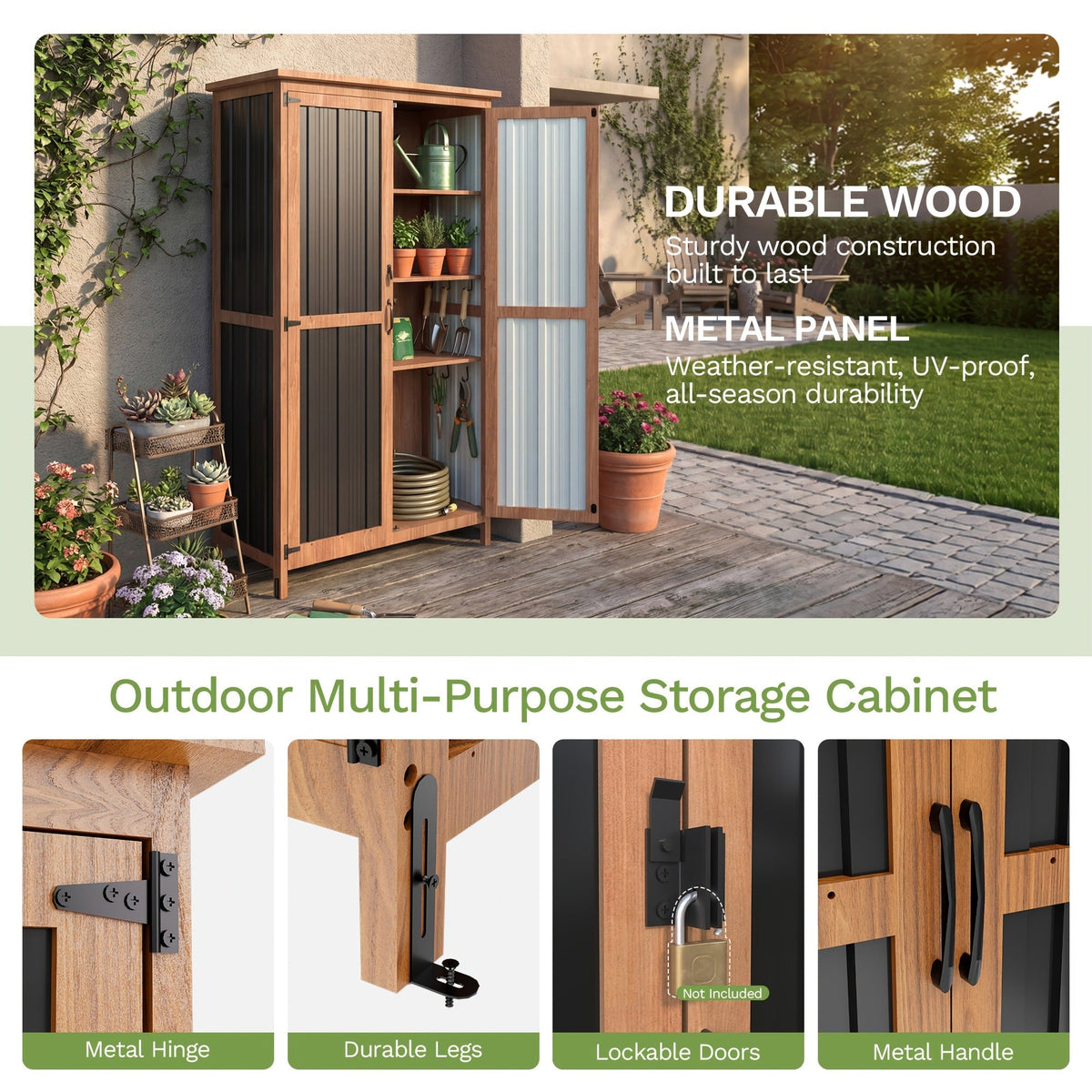 Metal Outdoor Storage Cabinets with Shelf-Equipped Tall or Low Models and 3 x 2 x 4.6 Ft Shed Option — image 18