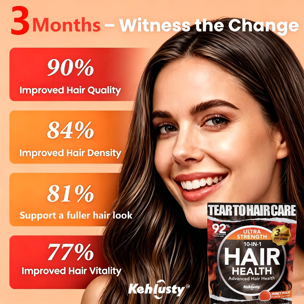 Biotin Gummies for Hair Growth with Collagen Complex Vitamin C & Ginger, 90 Chewable Gummies for Thicker Fuller Hair — image 