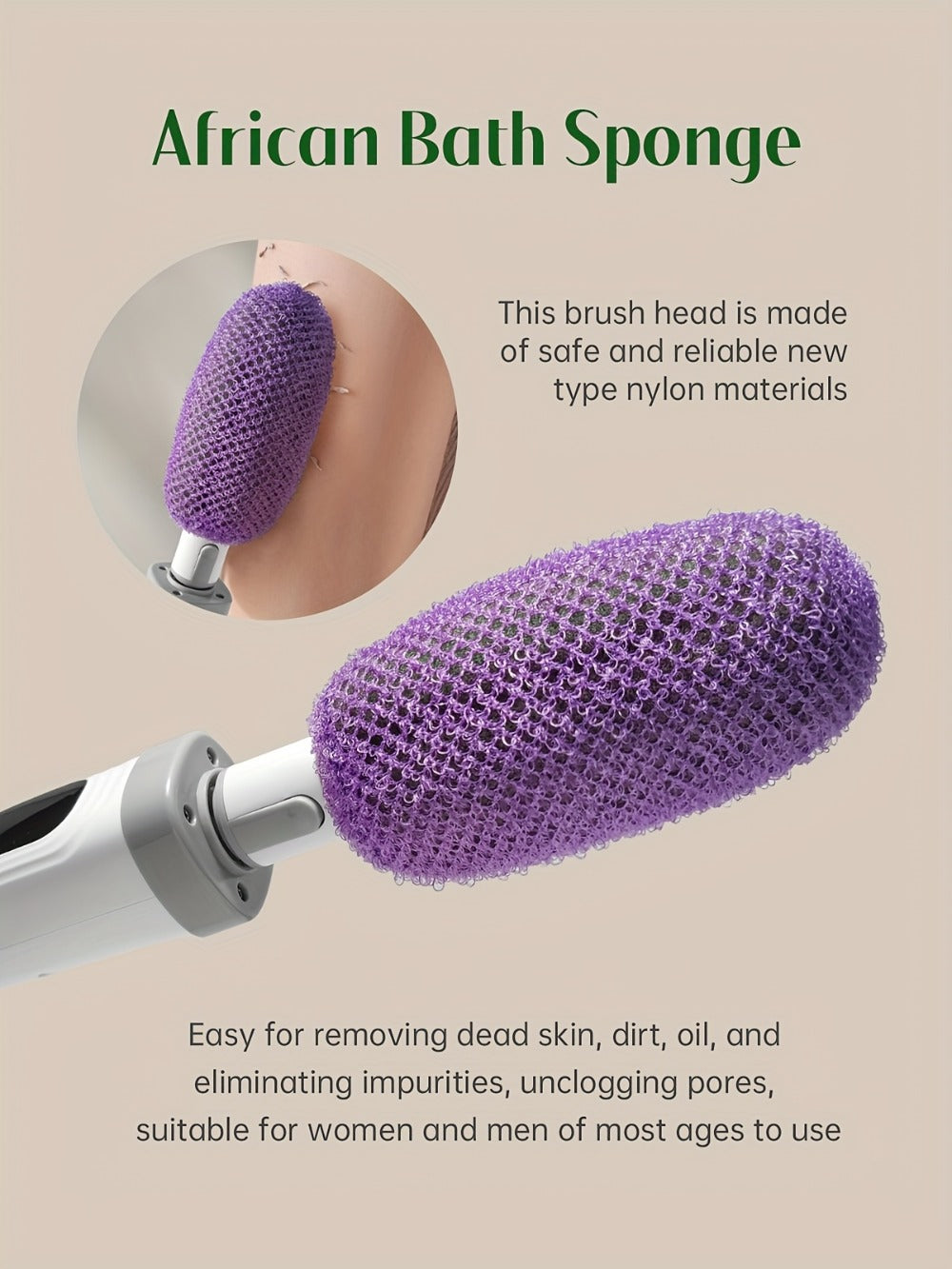 Electric Body Scrubber Brush 3 Replaceable Heads Dual Speed Shower Back Cleaner Exfoliating Skin Cleansing for Home or Salon 