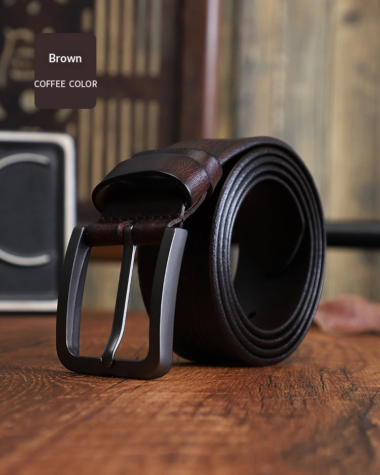 Men's Alloy Pin-buckle Belt With Top-layer Cowhidenew Casual Style