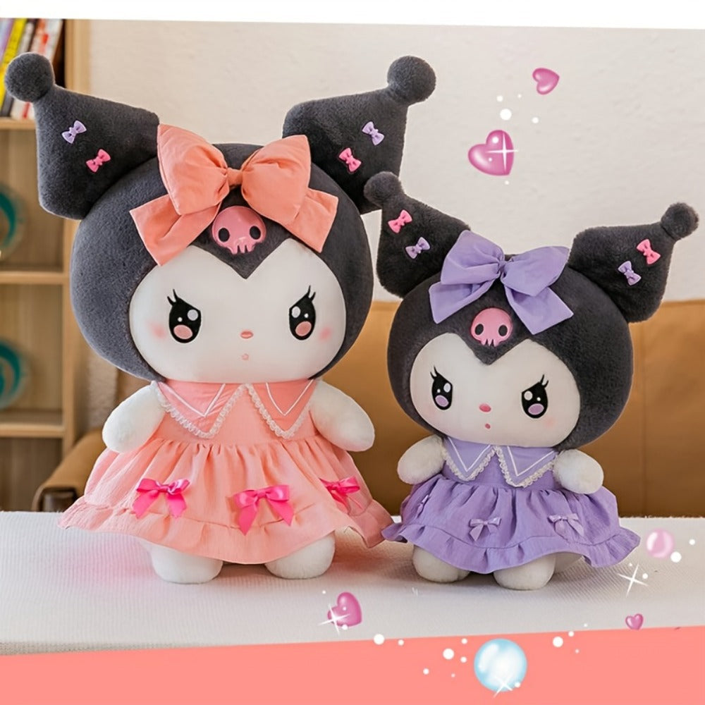 Kuromi My Melody Plush Doll Princess Dress, Collectible Sanrio Stuffed Animal with Pink Bow & Ruffled Collar — image 4