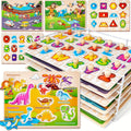 Six-Board Wooden Peg Puzzle Set with Metal Storage Rack and Scene or Animal Theme Checkout Options — image 18