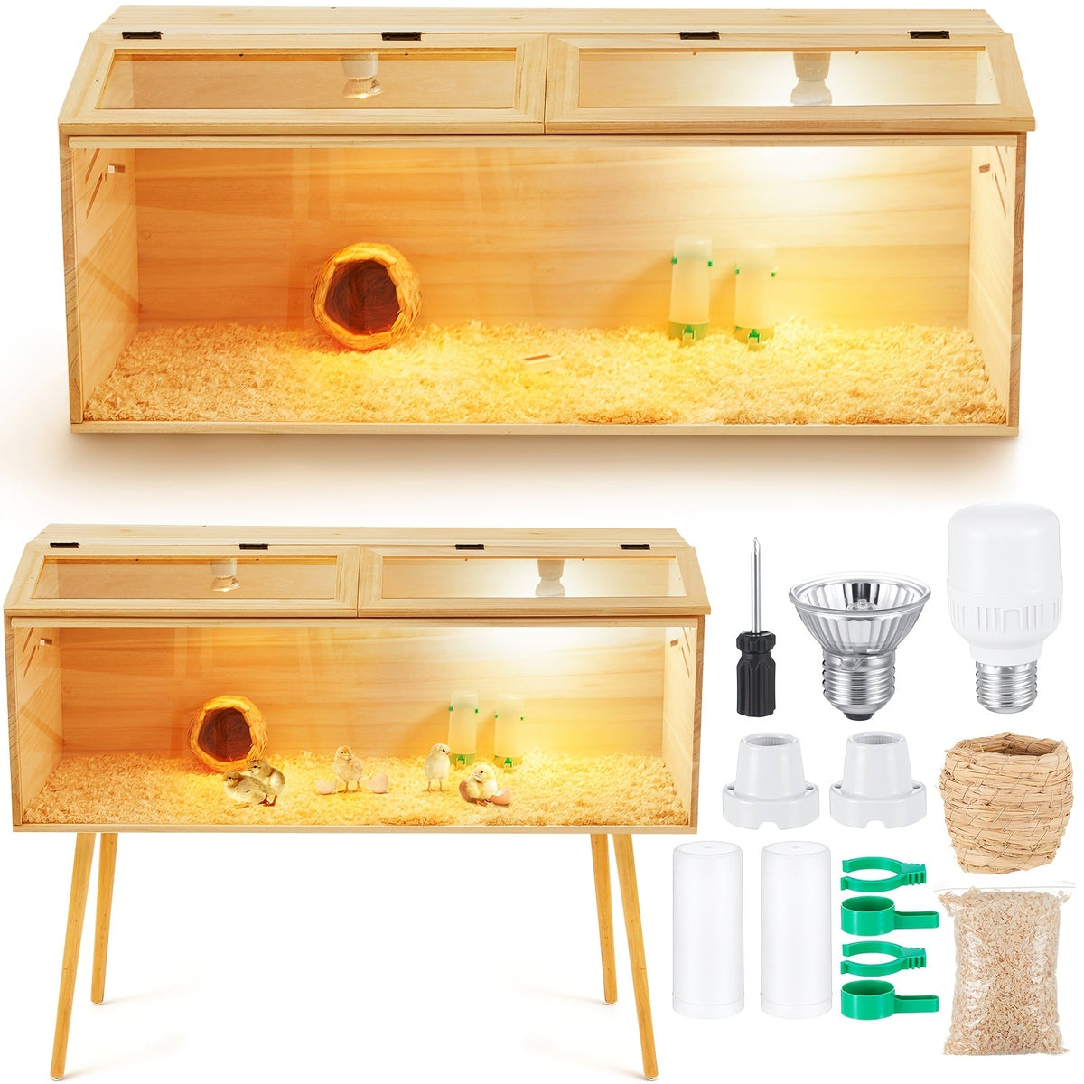 Brooder Box Kit 40x16x16 in for Chicks, Quail & Ducks, Indoor/Outdoor with Leg Stand, Sliding Door — image 1