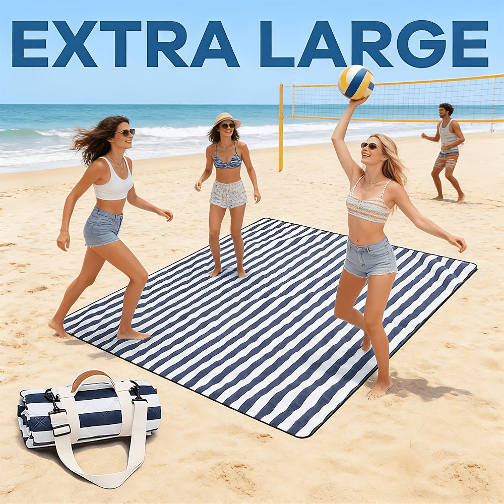 80 x 80-Inch Picnic Blanket with Foldable Carry Straps and Five Plaid, Floral or Stripe Pattern Options — image 5