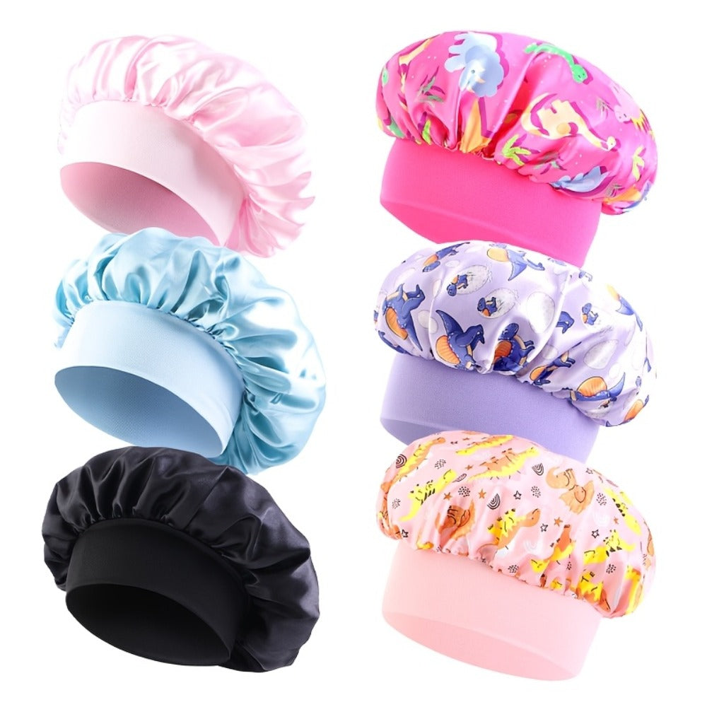 Shower Caps 6 Pack Unicorn Colorful Printed – Adjustable Elastic Reusable Waterproof Hair Cap Set for Women & Girls — image 6