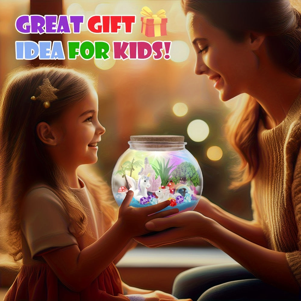 Unicorn Terrarium Craft Kit with Decorative Globe, Multicolor LED Light, Remote and Layered Sand Accessories — image 18