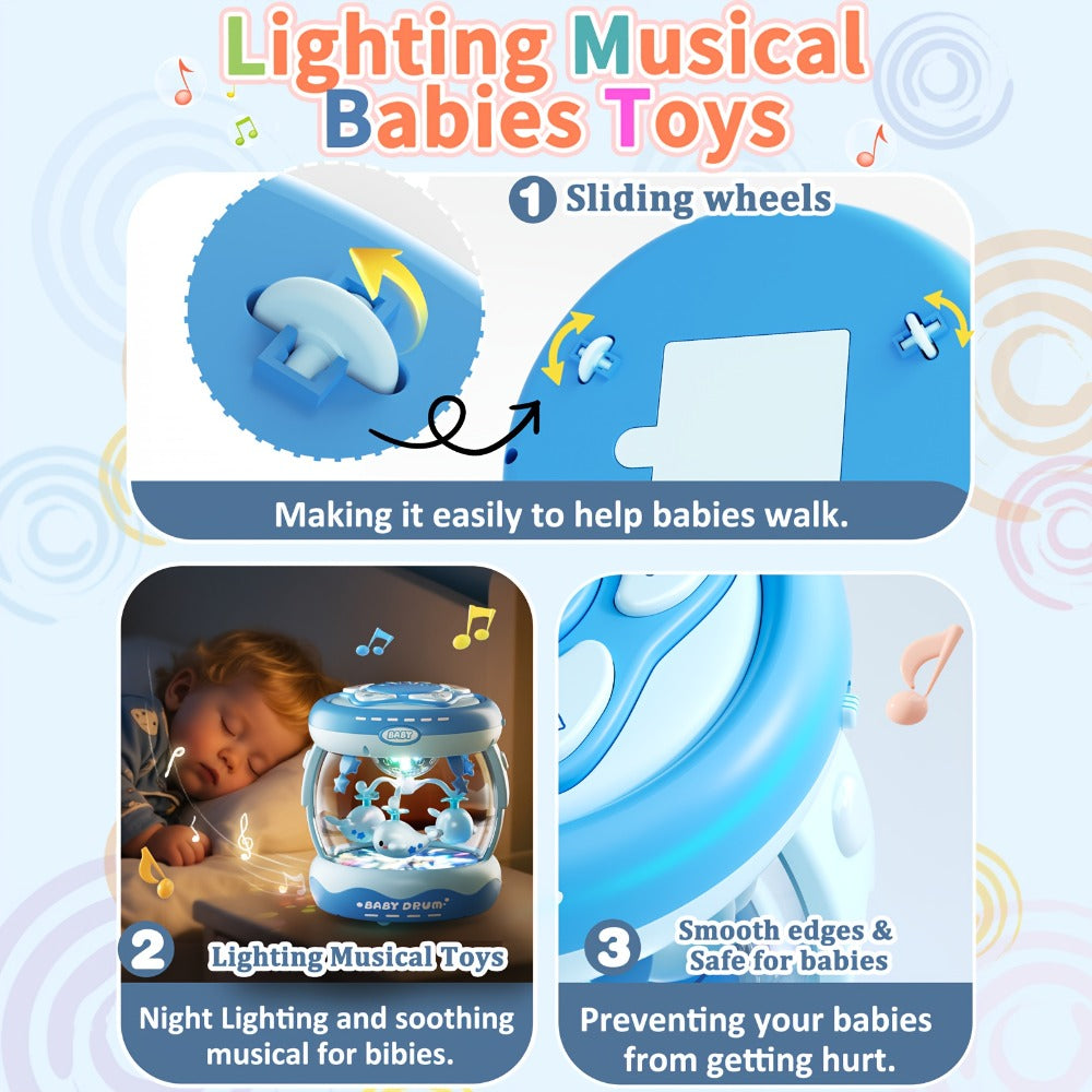 Baby Rotating Projector Music Toy 3 Months+, Interactive Animal Sounds & Lights, Multi-Functional Sensory Learning Toy for In