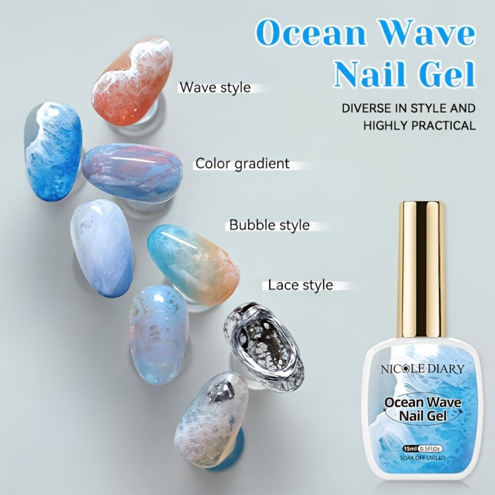 Gel Nail Polish NICOLE DIARY 2-Piece Watercolor and Ocean-Wave Set with Two 15ml Bottles for DIY Art — image 10