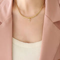 Brass Inlaid Zircon Letter Pendant Necklace - V.I.P Digital Presence