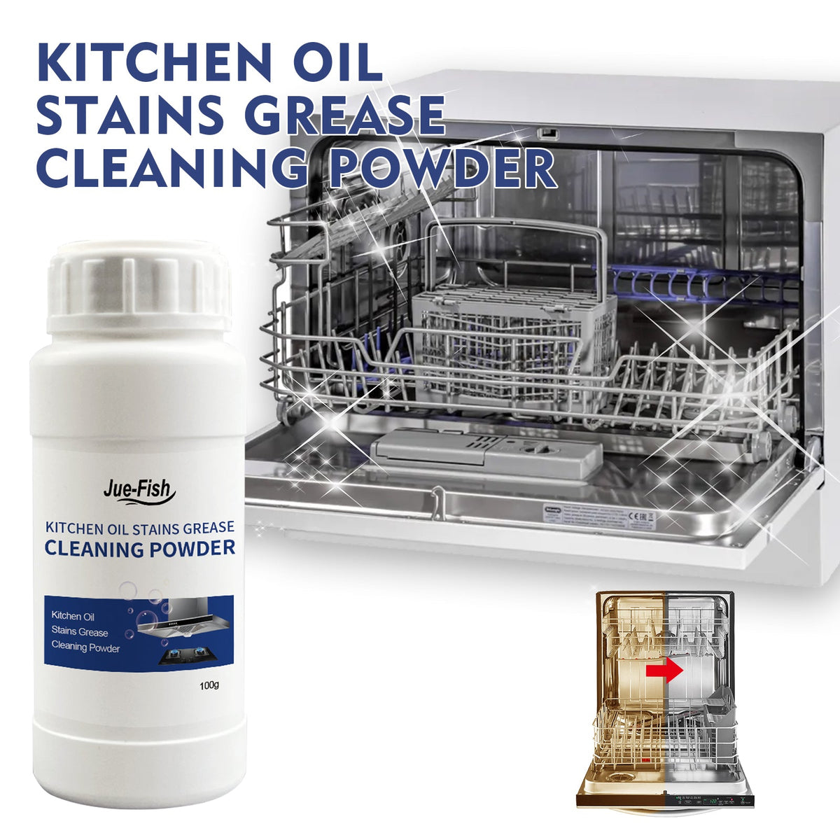 Oil Cleaning Powder, Kitchen Range Hood Stove Oil Rust Dirt Cleaning Powder