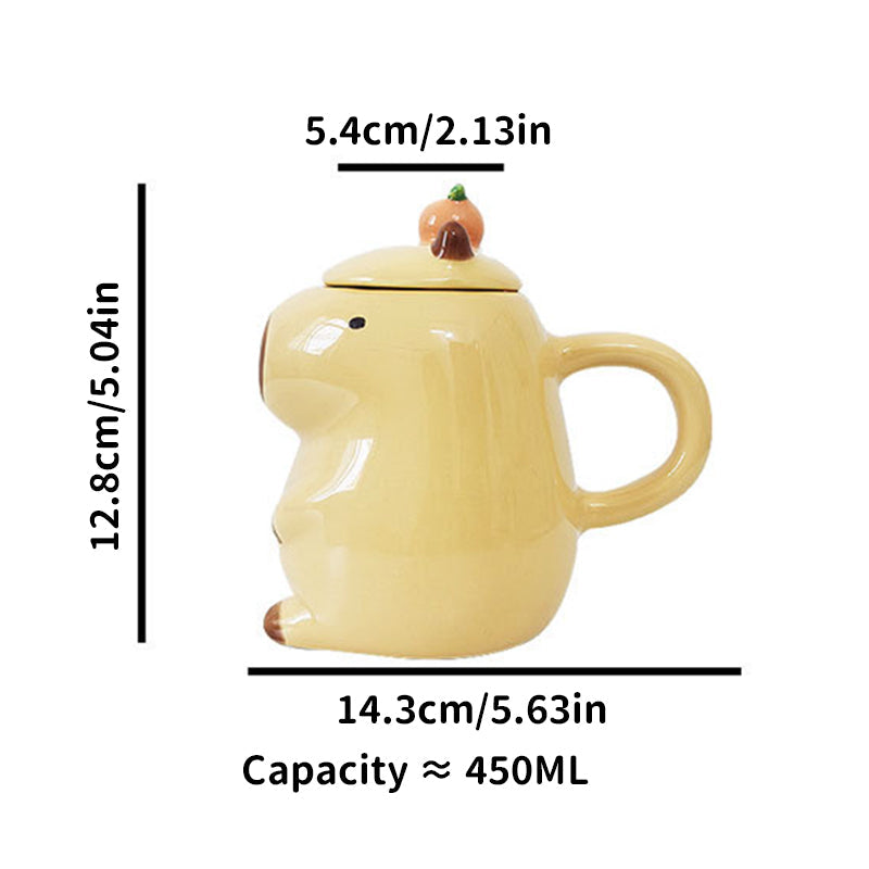 Fun 3D Capybara Mug Pair：3D capybara - designed mugs with handles & lids. A wonderful gift choice for girls.