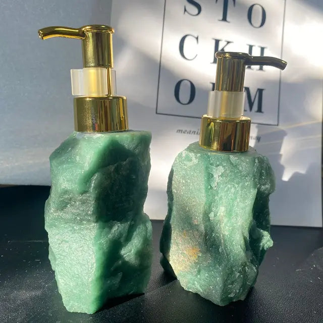 1 PCS Natural Pink Crystal Stone Press Bottle Dispenser 30ml Liquid Dispenser Shower Gel  Wash Light Luxury Bathroom Accessory - V.I.P Digital Presence