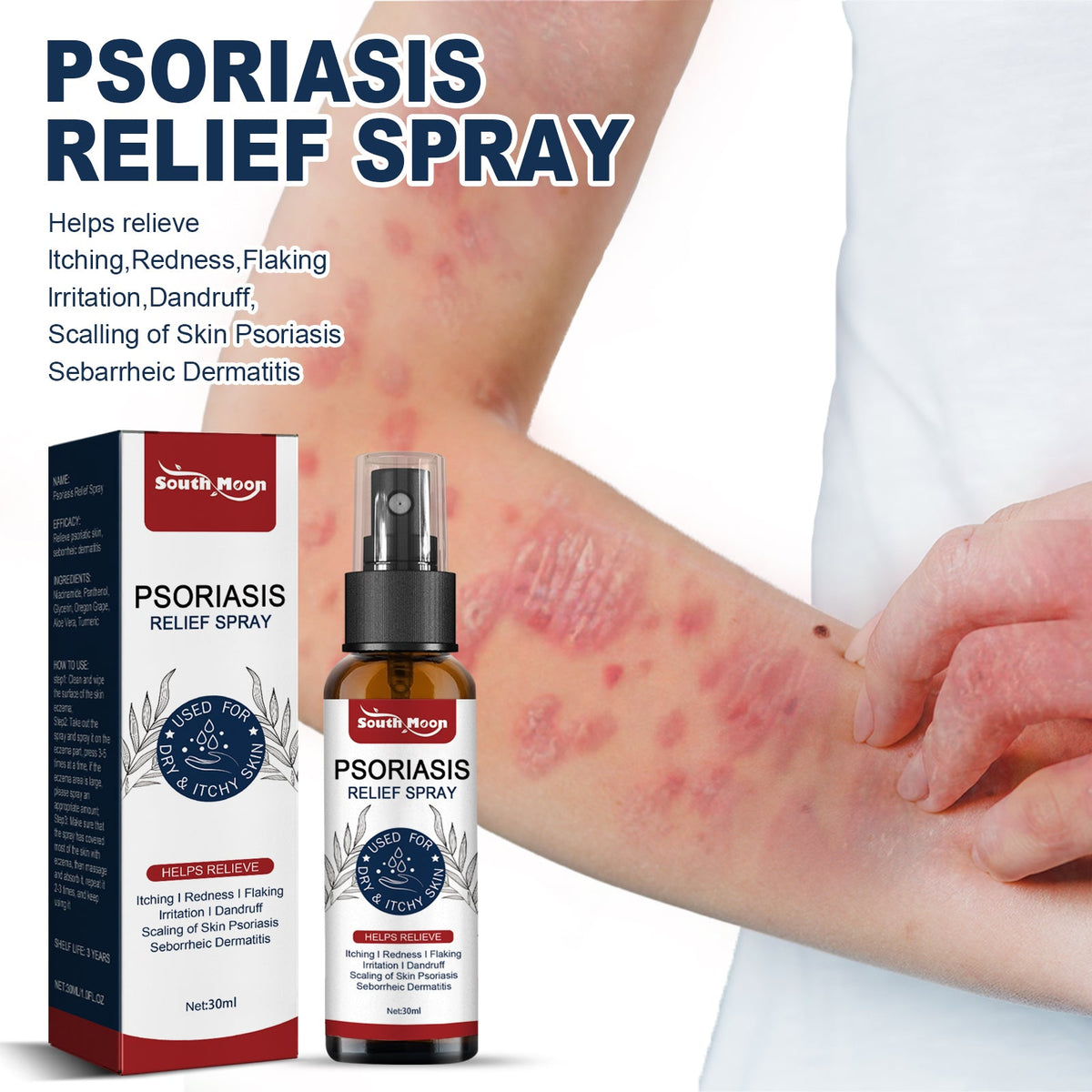 Psoriasis Relief Spray, Relieve Skin, Hands And Feet Redness Peeling Itch Repair External Care