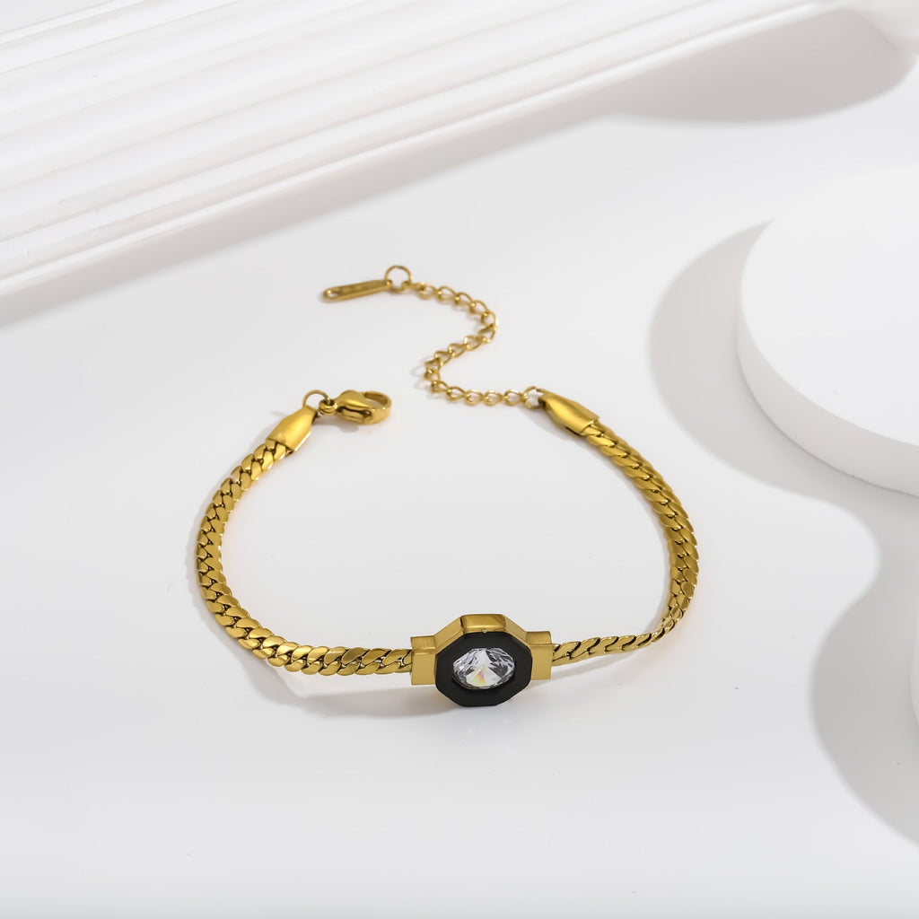 Zircon 18K Bracelet Necklace Zircon Geometry Fashion Simple Titanium Steel Bracelet - V.I.P Digital Presence