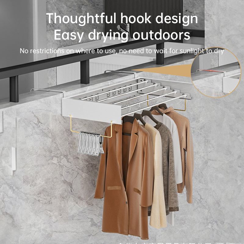 foldable retractable wall clothesline, 30kg, alu, 80/100cm, 5 bars, for bath/balcony.