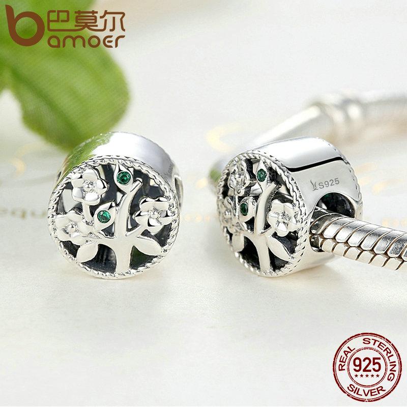 BAMOER 925 Sterling Silver Tree of Life Bead Charms fit Bracelets SCC115