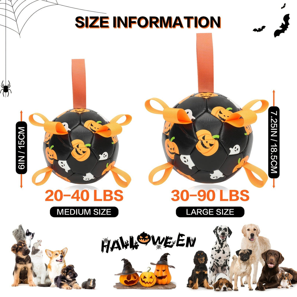 Dog Toy Halloween Pumpkin-Ghost Football with Pump, Strap and 6 or 7.28-Inch Size Options for Dogs — image 4