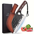 Meat Cleaver Hand Forged Serbian Chef Knife – High Carbon Steel Butcher Knife Full Tang with Leather Sheath | Razor Sharp Cho